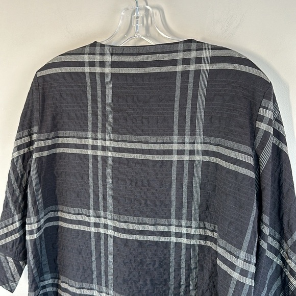 Ali Miles Plaid Tunic Top Size PM Artsy Crinkle Fabric Asymmetrical Fall Autumn - Picture 10 of 13